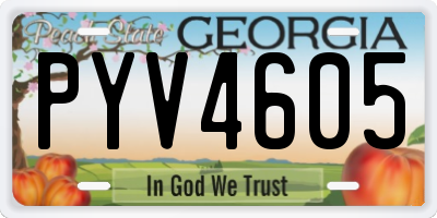 GA license plate PYV4605