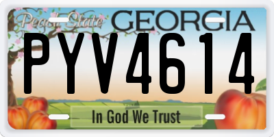GA license plate PYV4614
