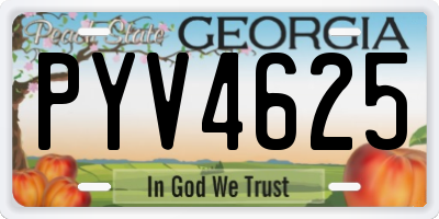 GA license plate PYV4625
