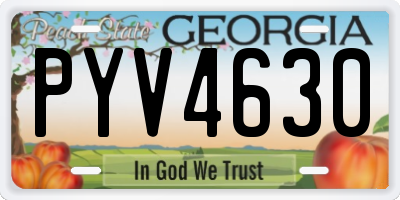 GA license plate PYV4630