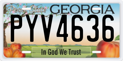 GA license plate PYV4636