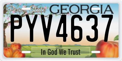 GA license plate PYV4637