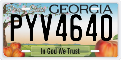 GA license plate PYV4640
