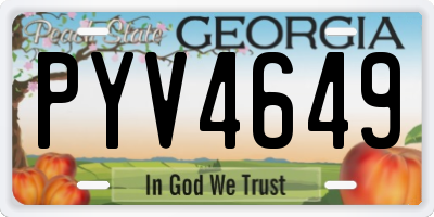 GA license plate PYV4649