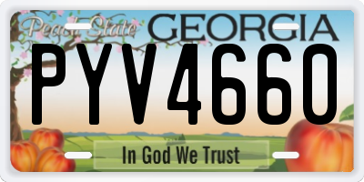 GA license plate PYV4660