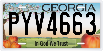 GA license plate PYV4663