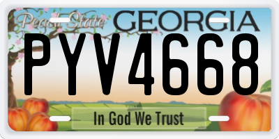 GA license plate PYV4668