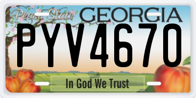 GA license plate PYV4670
