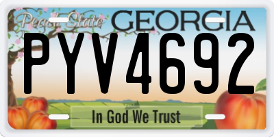 GA license plate PYV4692
