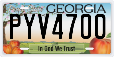 GA license plate PYV4700