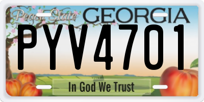 GA license plate PYV4701