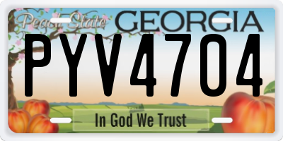 GA license plate PYV4704