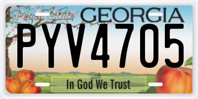 GA license plate PYV4705