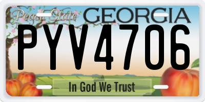 GA license plate PYV4706