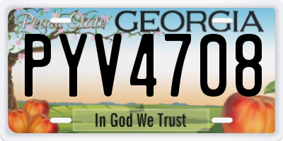 GA license plate PYV4708