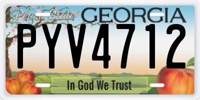 GA license plate PYV4712