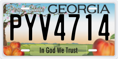 GA license plate PYV4714
