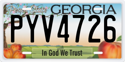 GA license plate PYV4726
