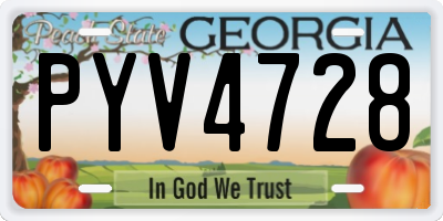 GA license plate PYV4728