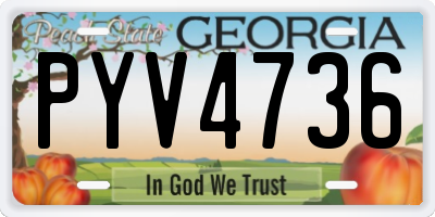 GA license plate PYV4736