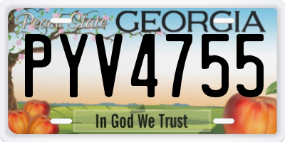 GA license plate PYV4755