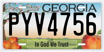 GA license plate PYV4756
