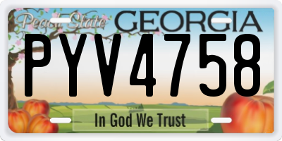 GA license plate PYV4758