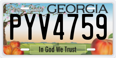 GA license plate PYV4759