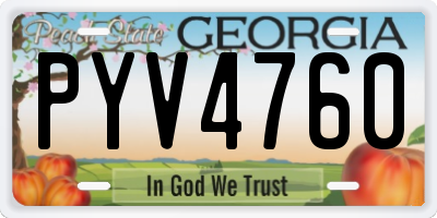 GA license plate PYV4760