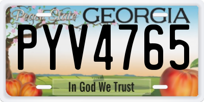 GA license plate PYV4765