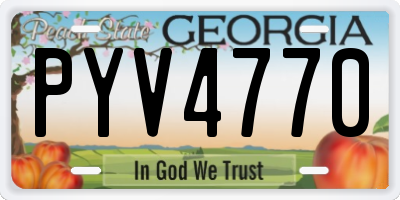 GA license plate PYV4770