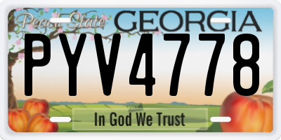 GA license plate PYV4778