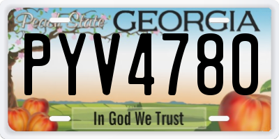 GA license plate PYV4780