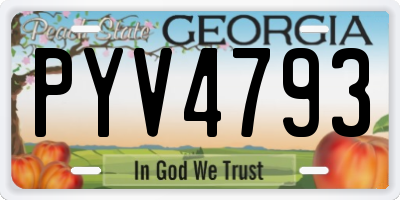 GA license plate PYV4793