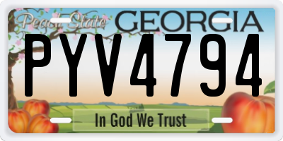 GA license plate PYV4794