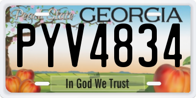 GA license plate PYV4834