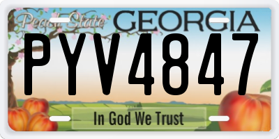 GA license plate PYV4847