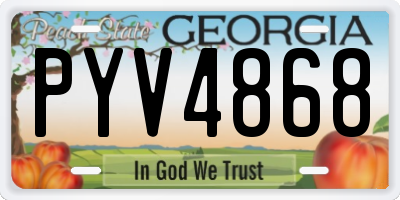 GA license plate PYV4868