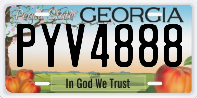 GA license plate PYV4888