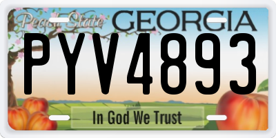 GA license plate PYV4893