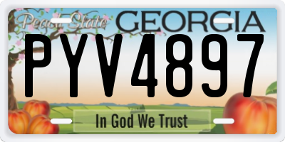 GA license plate PYV4897