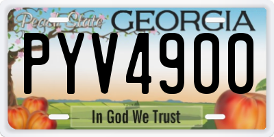 GA license plate PYV4900