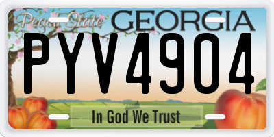 GA license plate PYV4904