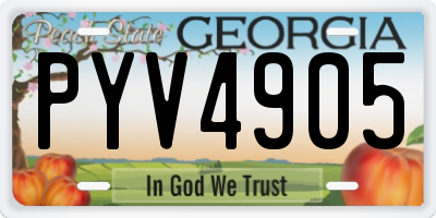 GA license plate PYV4905