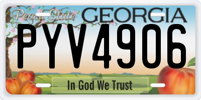 GA license plate PYV4906