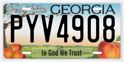 GA license plate PYV4908