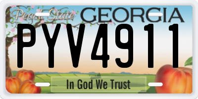 GA license plate PYV4911