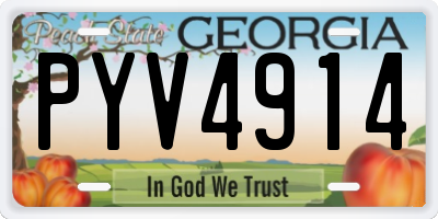 GA license plate PYV4914