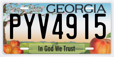 GA license plate PYV4915