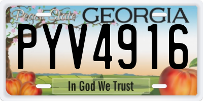 GA license plate PYV4916